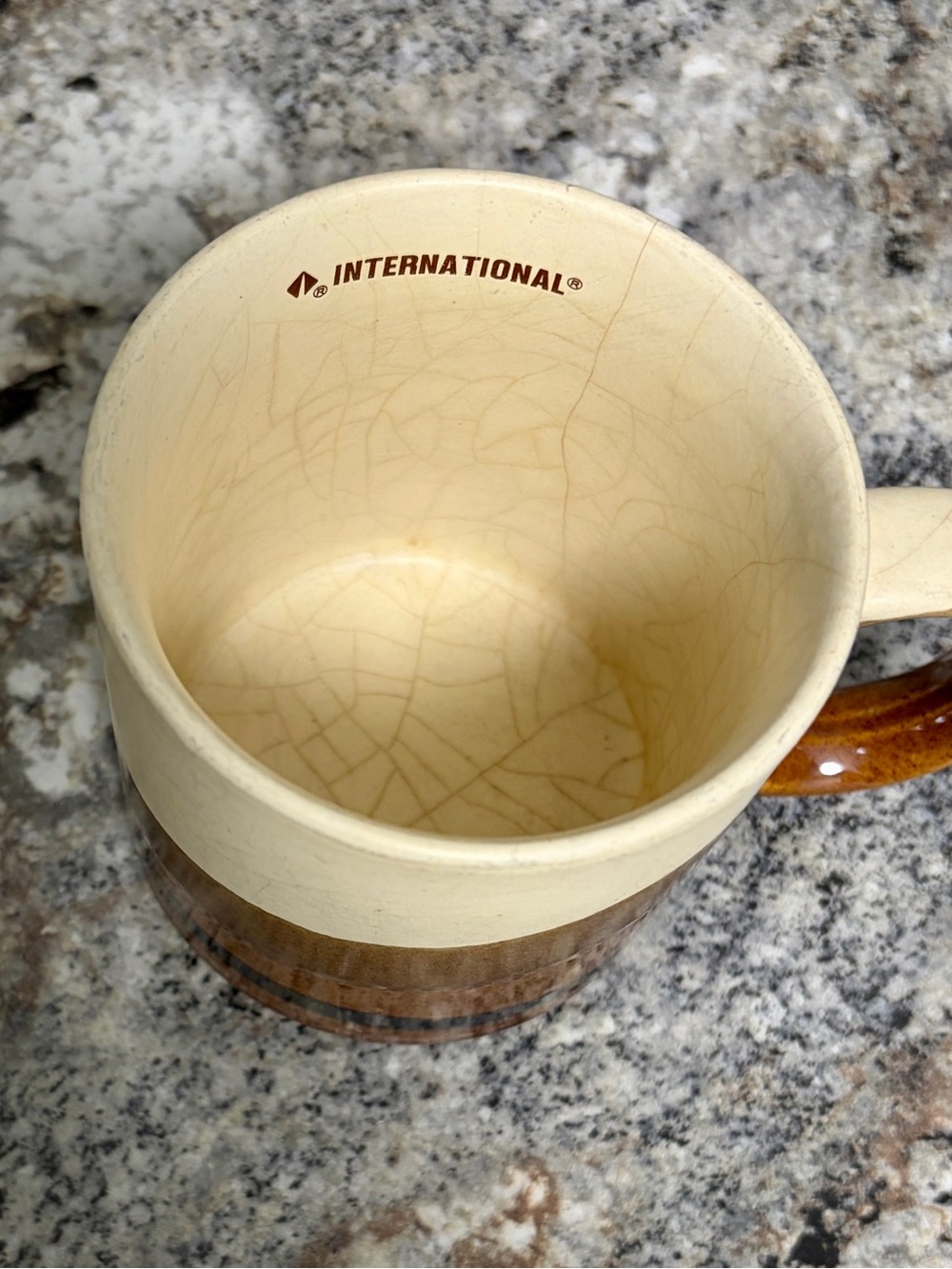 Vtg International Trucks Coffee Mug Tonkin Inc Stoneware Korea Brown Harvester